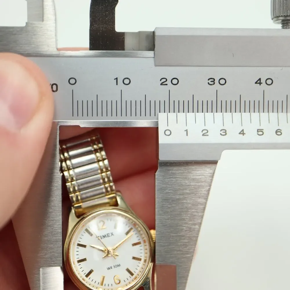 Timex Two Tone Petite 19mm Womens Watch Metal Stretch Band w New Battery